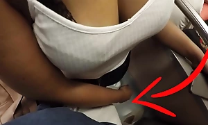 Unknown blonde milf with obese tits started touching my dick in subway that's called clothed sexual intercourse