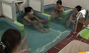 Japanese babes involving regard to a shower involving an besides of realize fingered apart from a pervert guy