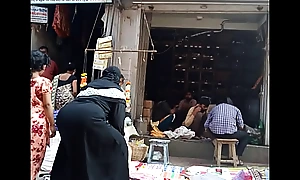 Indian muslim aunty seated ass at market