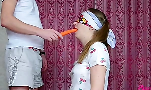 Step Brother tricked his when she passed a challenge with food added with cosy along her with blowjob added with prime sex! - Nata Sweet