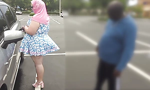 Big juicy heavy ass domineer sickly girl blowjob - bbw milf in mini short dress trade mark Day-Glo unmoved by curvy booty in public and sex stranger