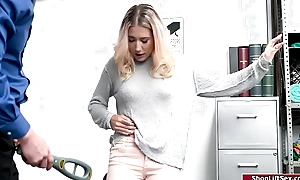 Blonde gets fucked by a security officer