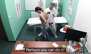 Fake doctor fucks amateur in bathroom
